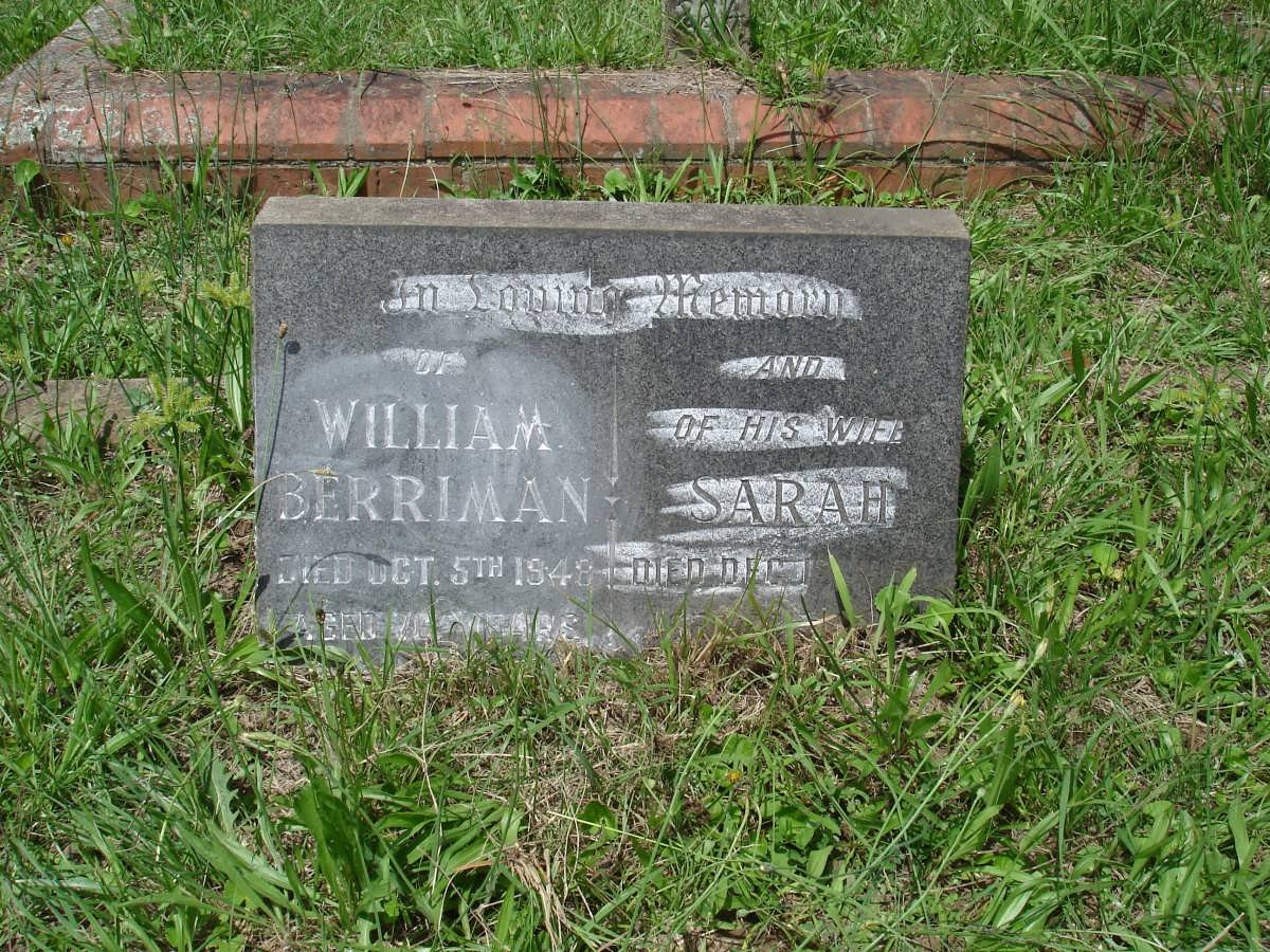 BERRIMAN William -1948 &amp; Sarah -195?