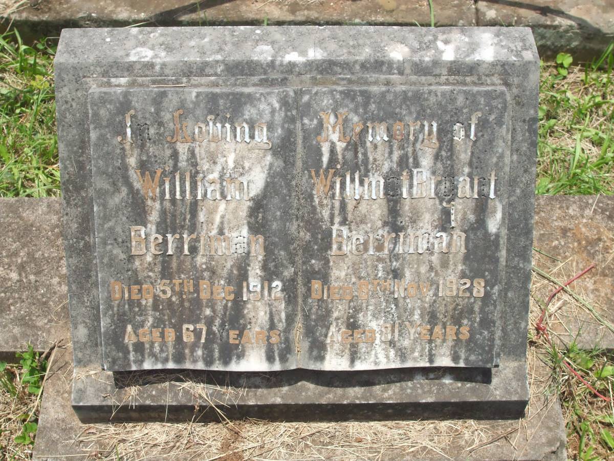 BERRIMAN William -1912 &amp; BERRIMAN Wilmot Bryant -1928