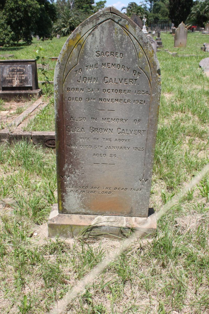 CALVERT John 1834-1921 &amp; Eliza Brown -1925