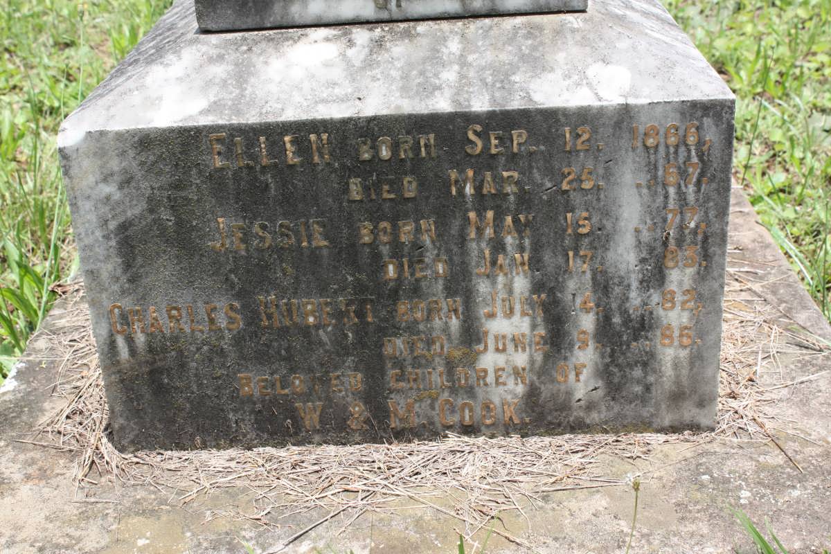 COOK Ellen 1866-1867 :: COOK Jessie 1877-1883 :: COOK Charles Hubert 1882-1886 