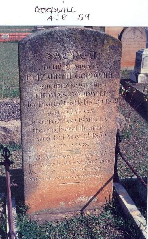 GOODWILL Elizabeth -1859 :: GOODWILL Clara Isabella -1859