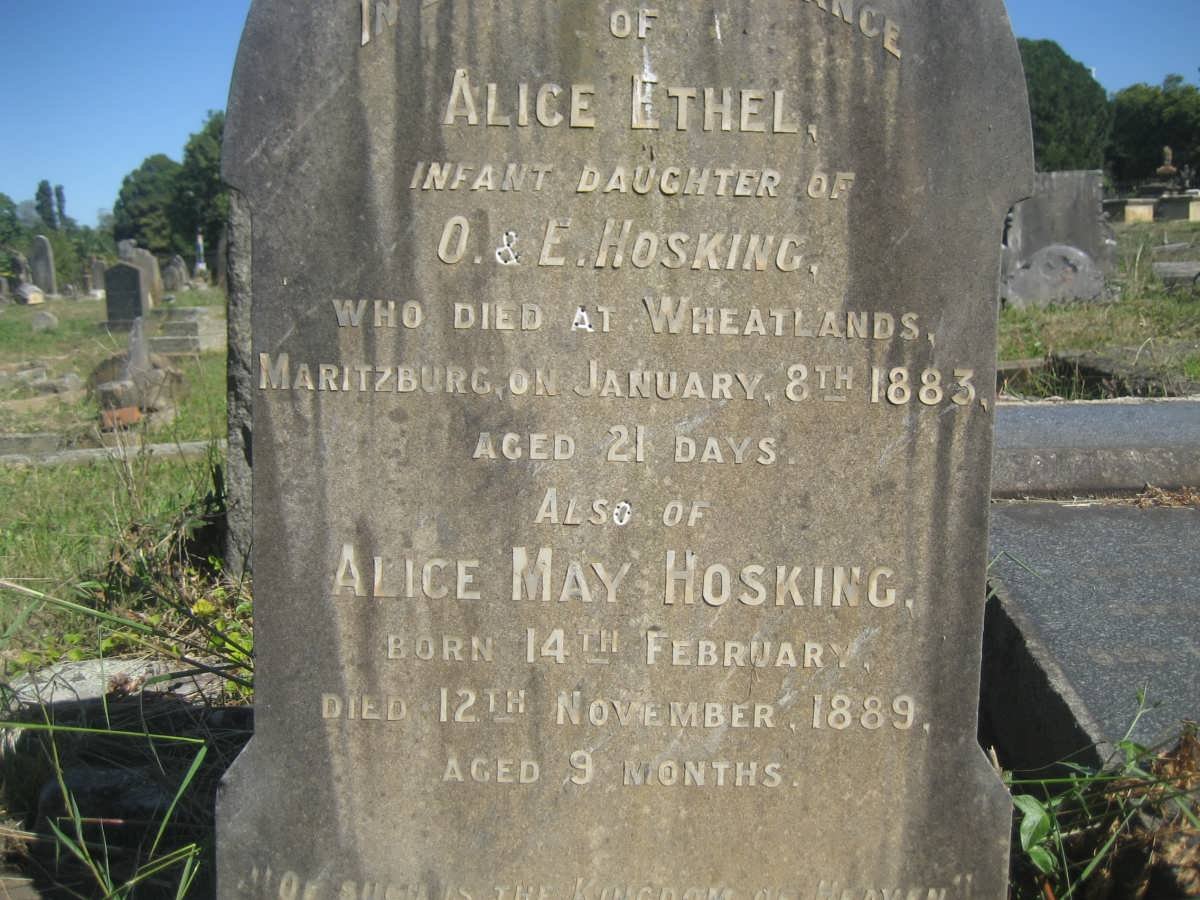 HOSKING Alice Ethel -1883 :: HOSKING Alice May 1889-1889
