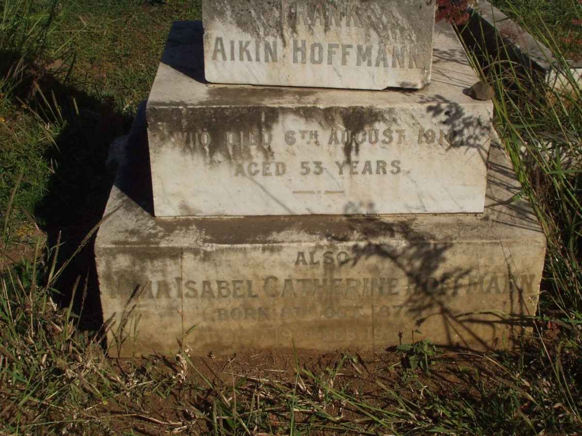 HOFFMANN Frank Aikin -1910 &amp; Jamina Isabel Catherine 187?-1939