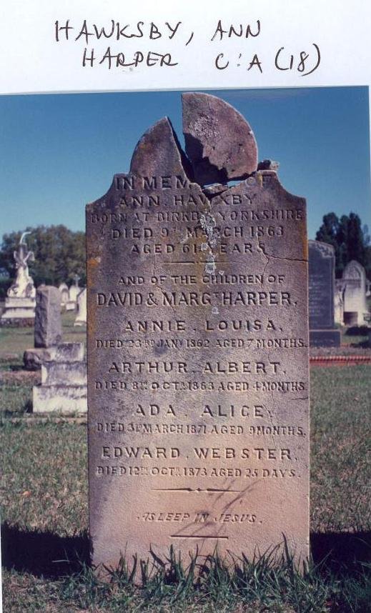 HAWXBY Ann -1863 :: HARPER Annie Louisa -1862 :: HARPER Arthur Albert -1863 :: HARPER Ada Alice -1871 :: Harper Edward Webster -1873