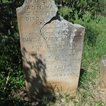 HARPER Annie Louisa -1862 :: HARPER Arthur Albert -1863 :: HARPER Ada Alice -1871 :: HARPER Edward Webster -1873 :: HA? Ann