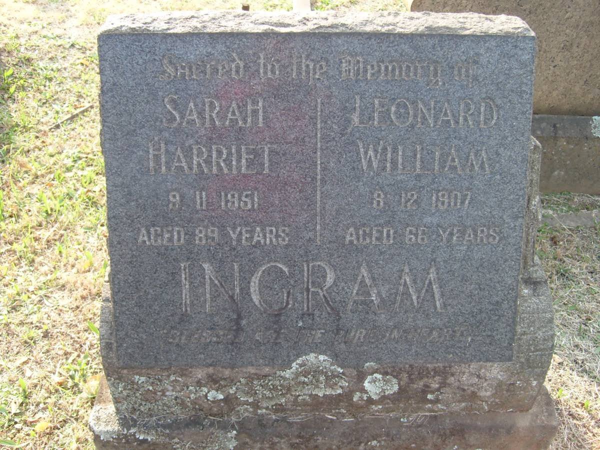 INGRAM Leonard William -1907 &amp; Sarah Harriet -1951