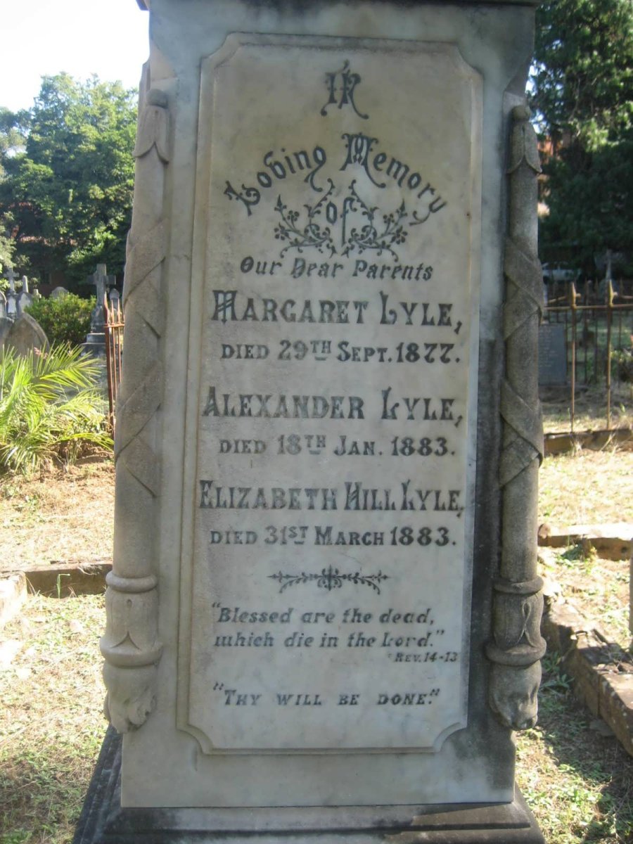 LYLE Alexander -1883 &amp; Margaret -1877 :: LYLE Elizabeth Hill -1883