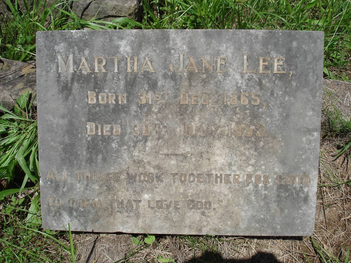 LEE Martha Jane 1865-1953