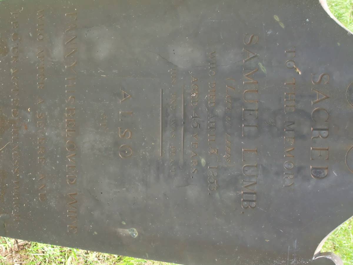LUMB Samuel -1853 &amp; Fanny -1854