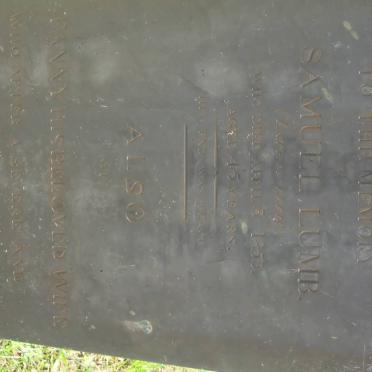 LUMB Samuel -1853 &amp; Fanny -1854