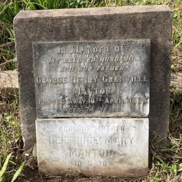 MANTON George Henry Grenville -1965 & Gertrude Mary -1978