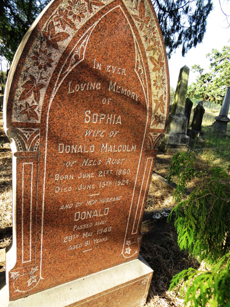 MALCOLM Donald -1948 & Sophia 1860-1924 : MALCOLM George 1887-1911 :: MALCOLM Reginald Donald 1882-1925 :: MALCOLM Evelyn William 1884-1925 _1