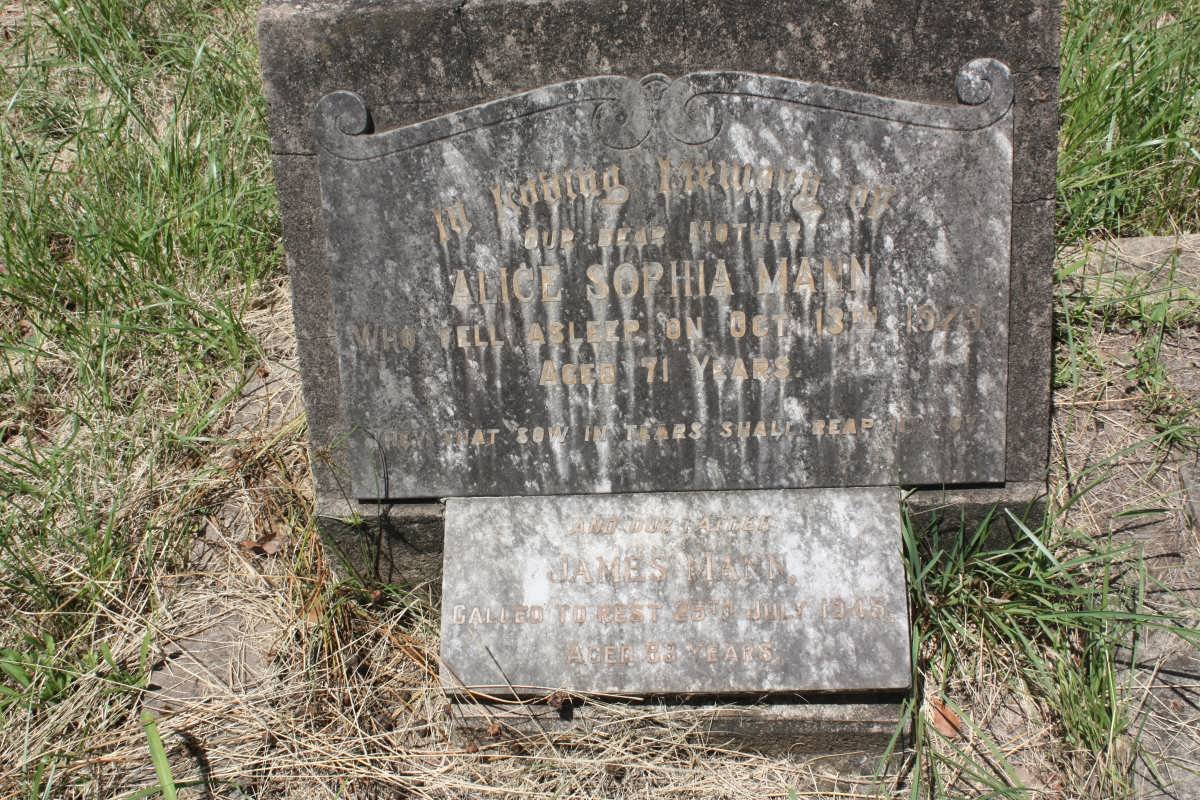MANN James -1945 &amp; Alice Sophia -1929