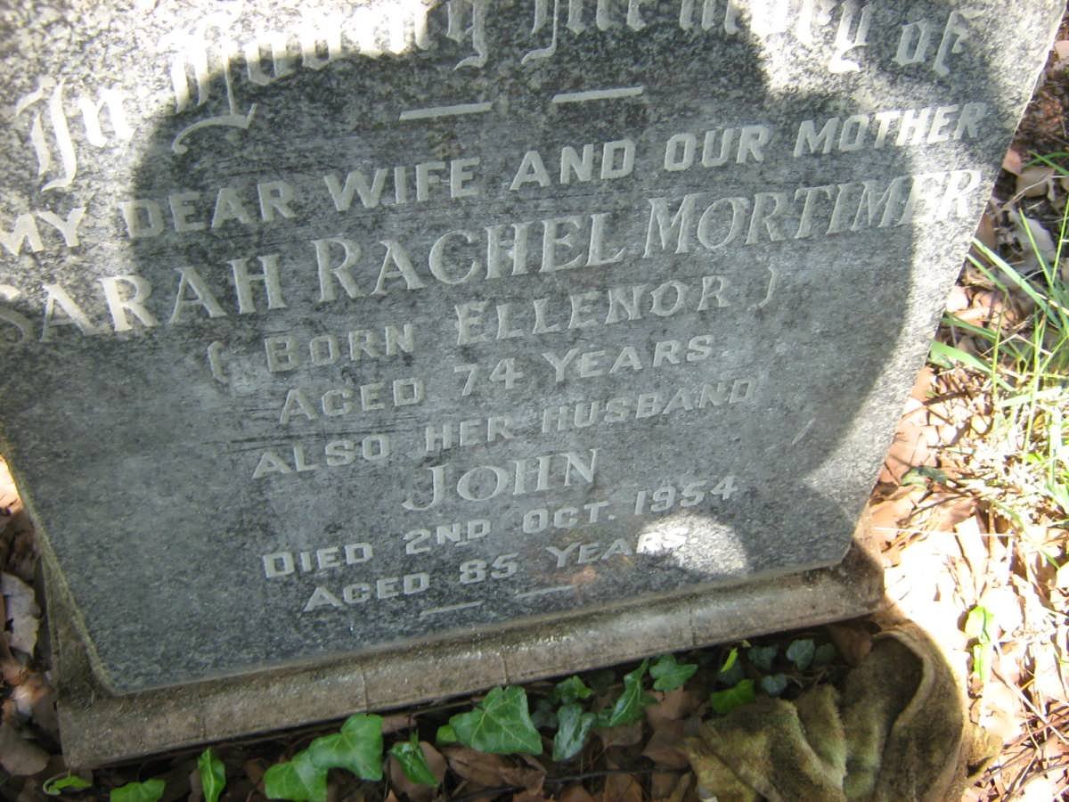 MORTIMER John -1954 &amp; Sarah Rachel ELLENOR 