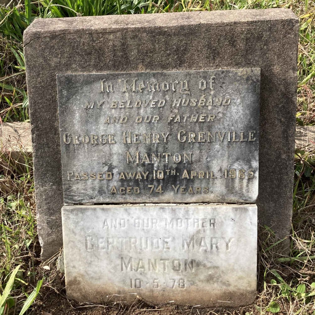 MANTON George Henry Grenville -1965 & Gertrude Mary -1978