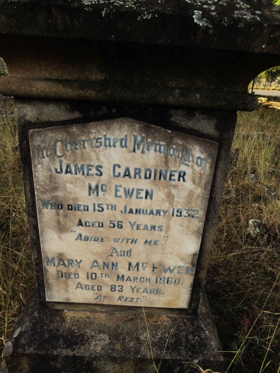 MCEWEN James Gardiner -1932 & Mary Ann -1960