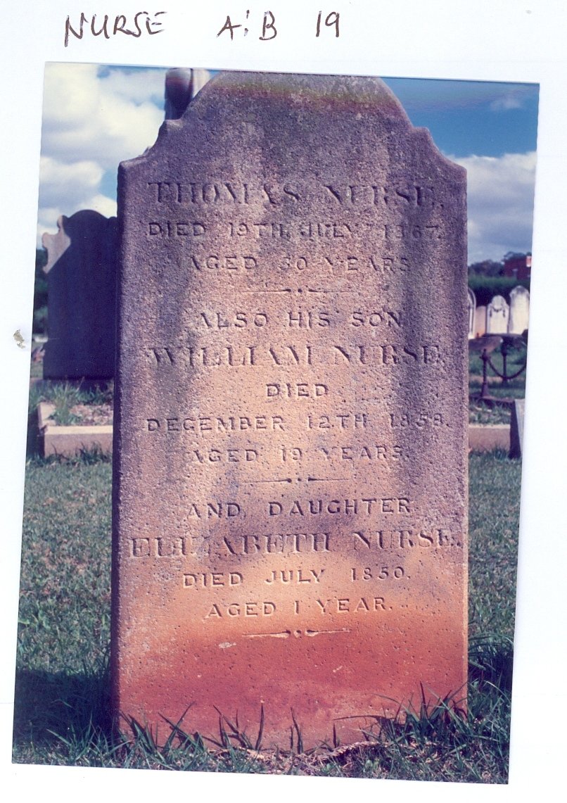 NURSE Thomas -1887 :: NURSE William -1858 :: NURSE Elizabeth -1850