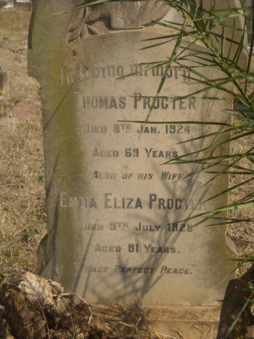 PROCTOR Thomas -1924 &amp; Emma Eliza -1928