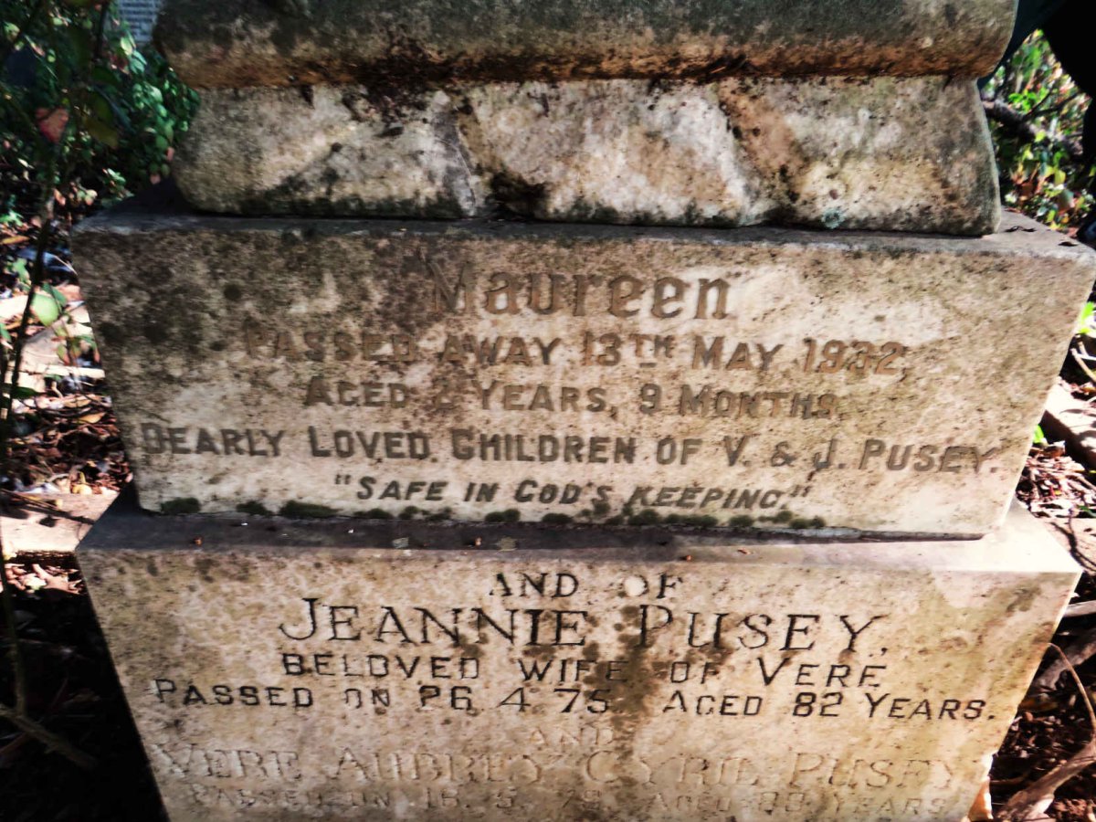 PUSEY Vere Aubrey Cyril -1979 & Jeannie -1975 :: PUSEY Maureen -1932