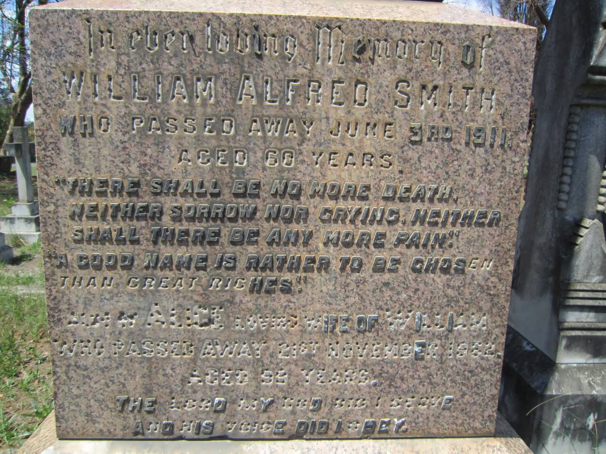 SMITH William Alfred -1911 &amp; Alice -1952
