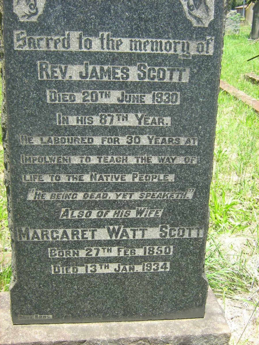 SCOTT James -1930 &amp; Margaret Watt 1850-1934