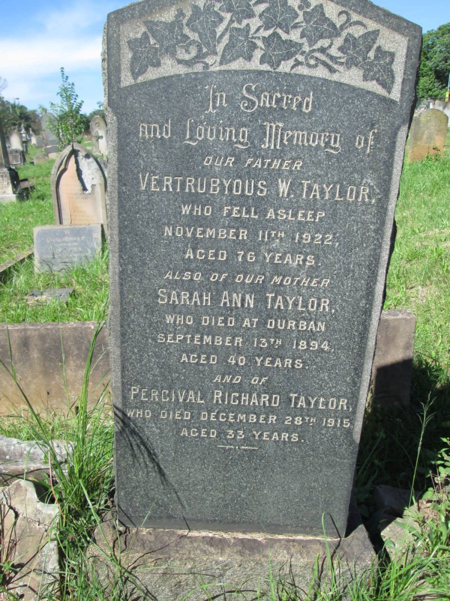 TAYLOR Vertrubyous W. -1922 &amp; Sarah Ann -1894 :: TAYLOR Percival Richard -1915