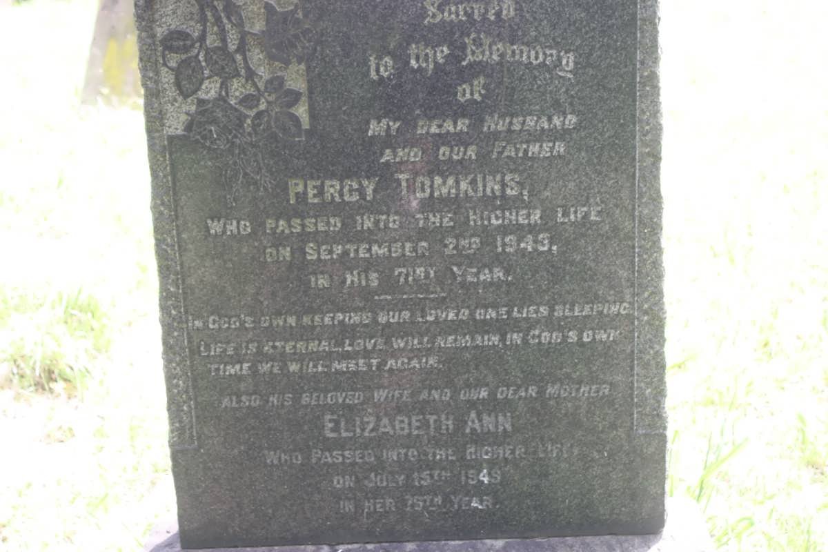 TOMKINS Percy -1943 &amp; Elizabeth Ann -1949