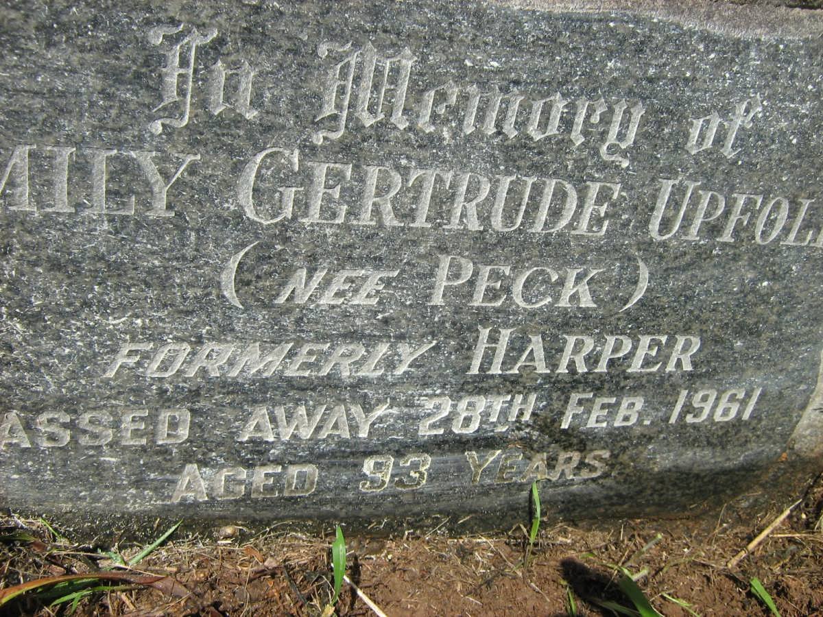 UPFOLD Emily Gertrude formerly HARPER nee PECK -1961
