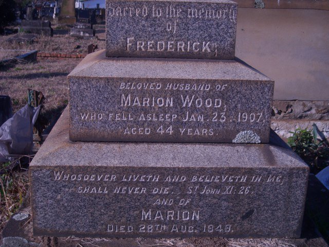 WOOD Frederick -1907 &amp; Marion -1948