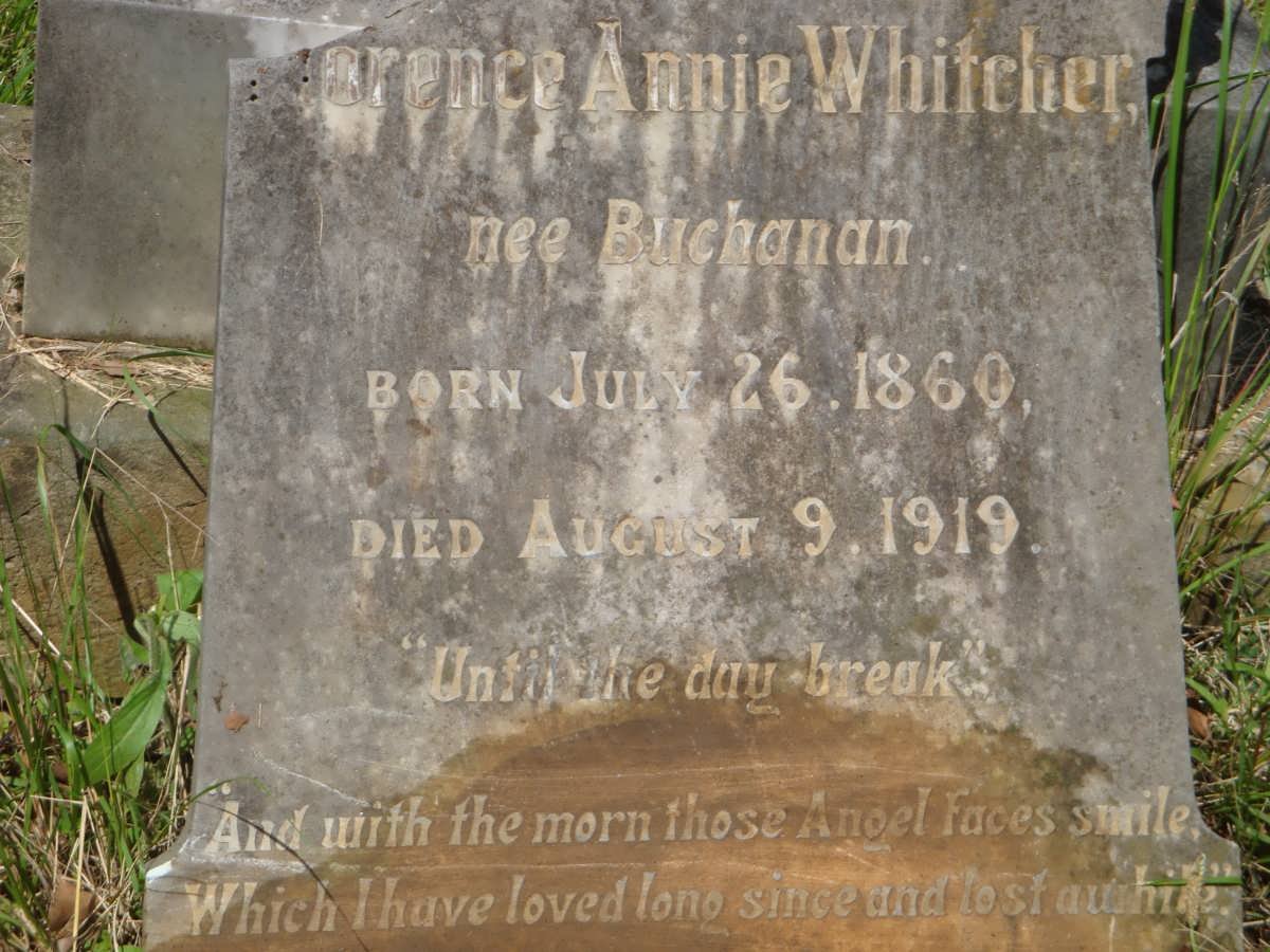 WHITCHER Florence Annie nee BUCHANAN 1860-1919