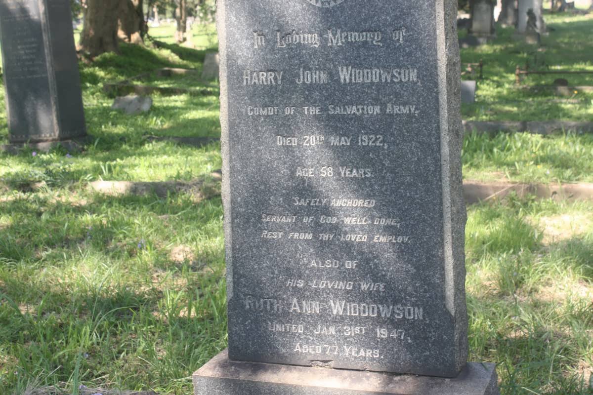 WIDDOWSON Harry John -1922 &amp; Ruth Ann -1947 
