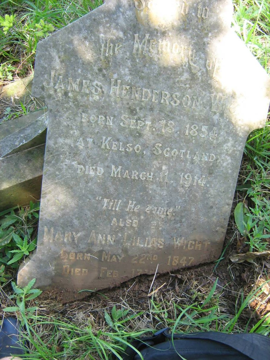 WIGHT James Henderson 1854-1914 &amp; Mary Ann Lilias 1847-