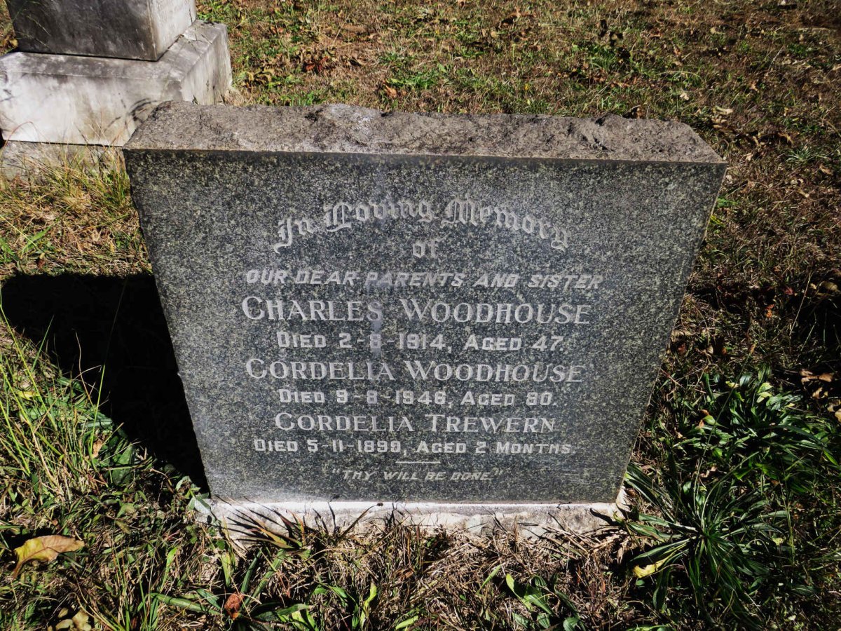 WOODHOUSE Charles -1914 & Cordelia -1946 :: WOODHOUSE Cordelia Trewern -1899