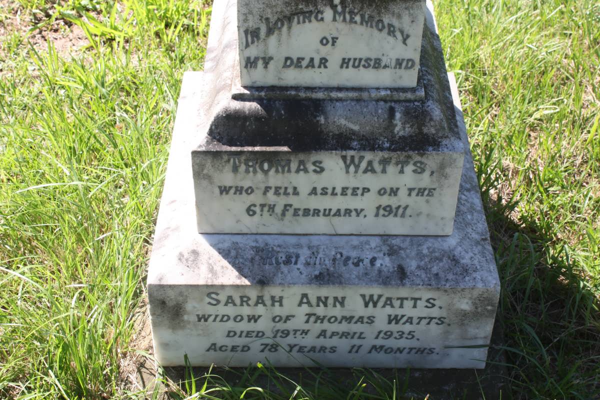 WATTS Thomas -1911 &amp; Sarah Ann -1935