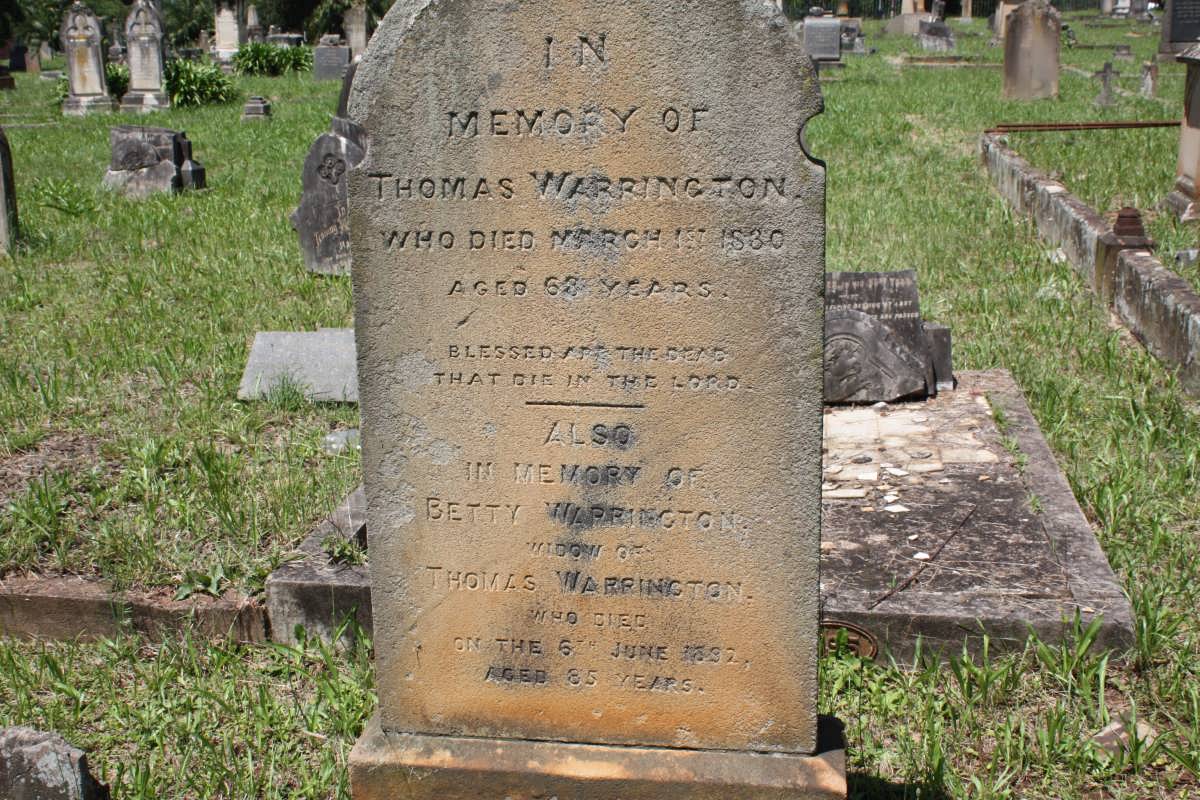 WARRINGTON Thomas -1830 &amp; Betty -18?2