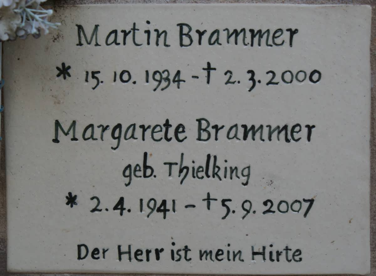 BRAMMER Martin 1934-2000 &amp; Margarete 1941-2007