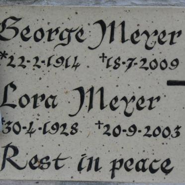 MEYER George 1914-2009 &amp; Lora 1928-2003