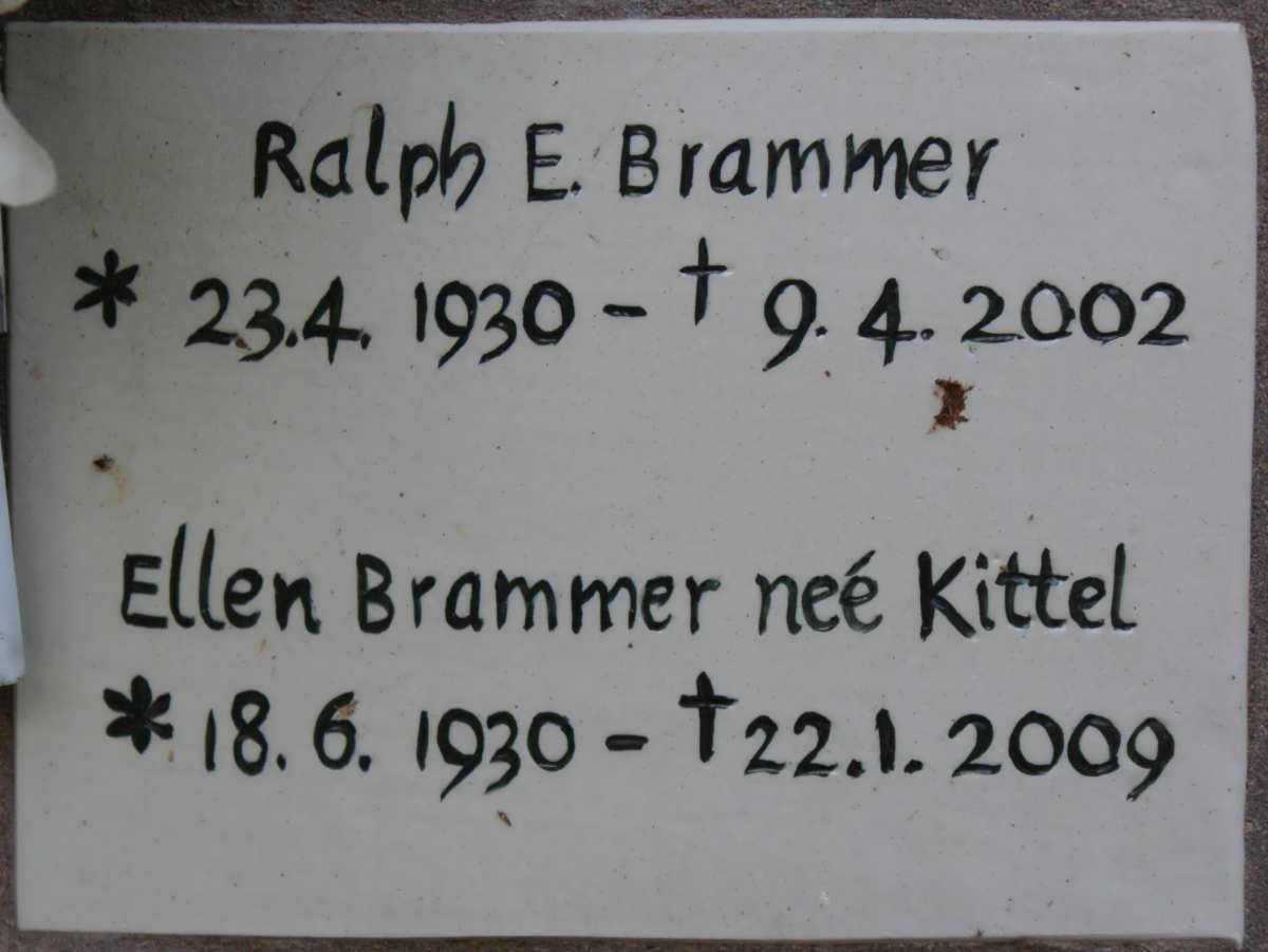 BRAMMER Ralph E. 1930-2002 &amp; Ellen KITTEL 1930-2009