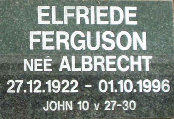 FERGUSON Elfriede nee ALBRECHT 1922-1996