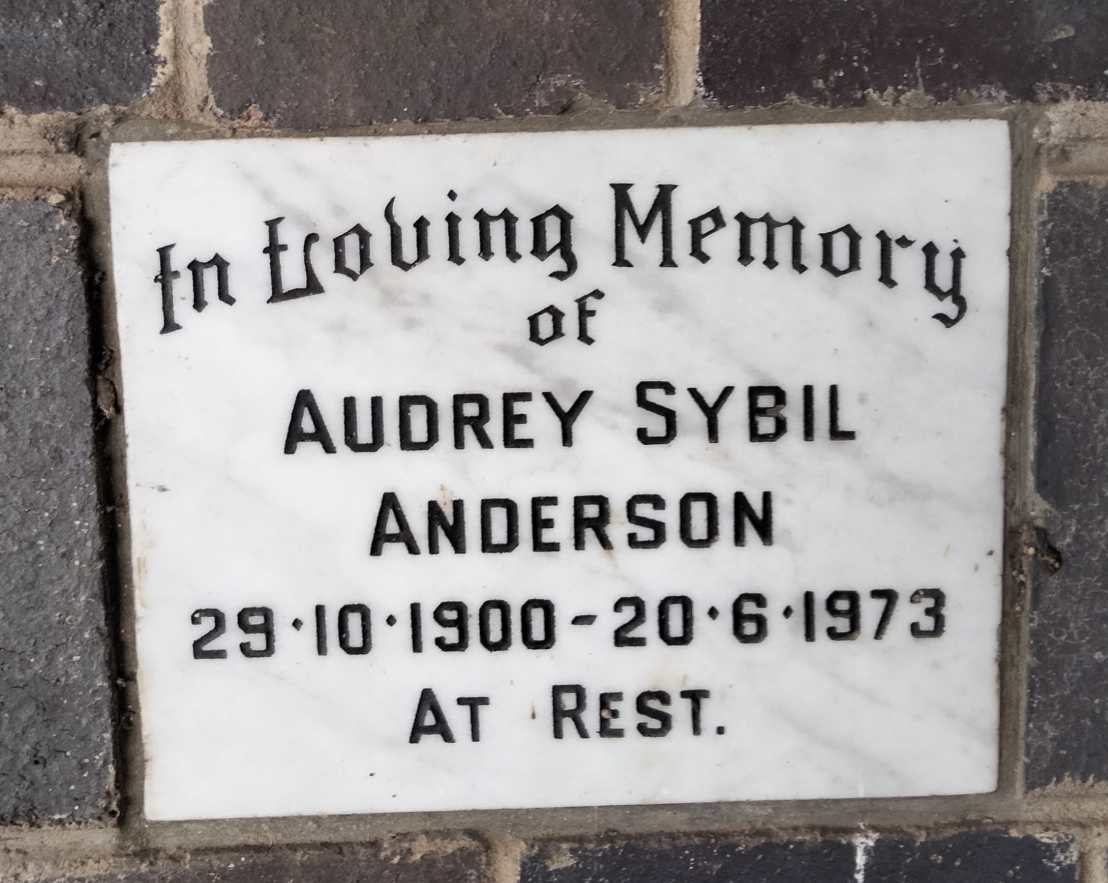 ANDERSON Audrey Sybil 1900-1973