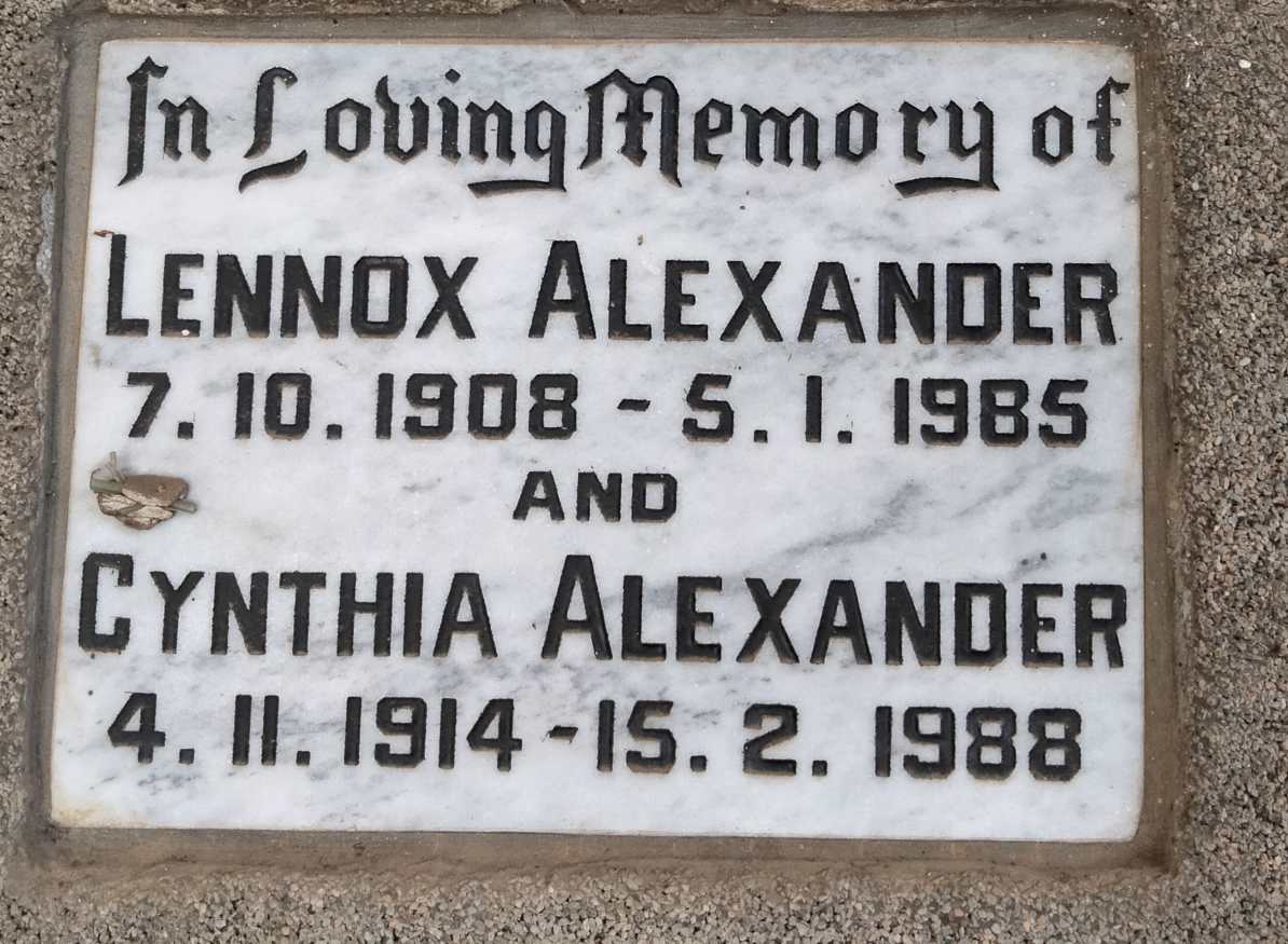 ALEXANDER Lennox 1908-19?5 & Cynthia 1914-1988