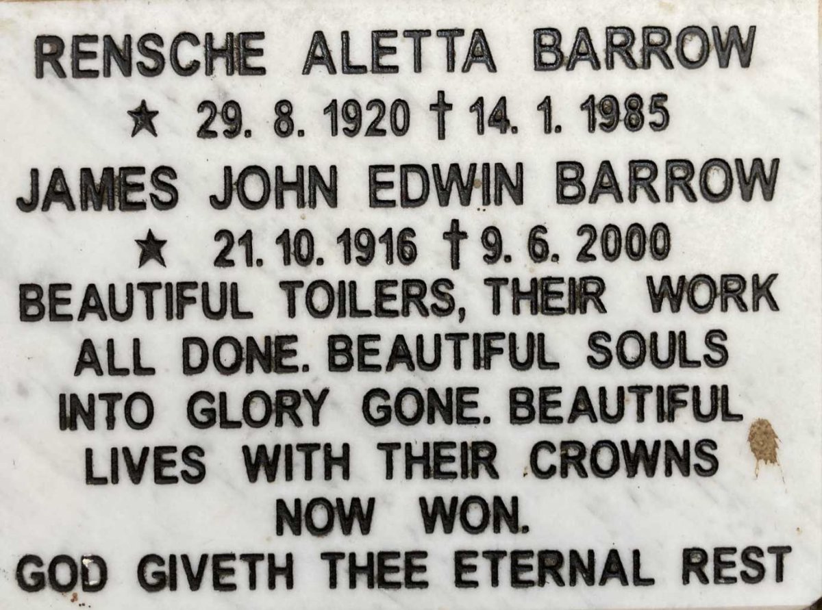 BARROW James John Edwin 1916-2000 & Rensche Aletta 1920-1985