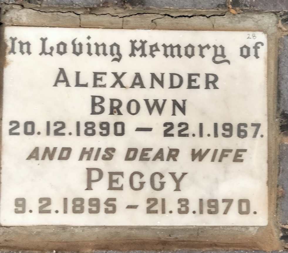 BROWN Alexander 1890-1967 & Peggy 1895-1970