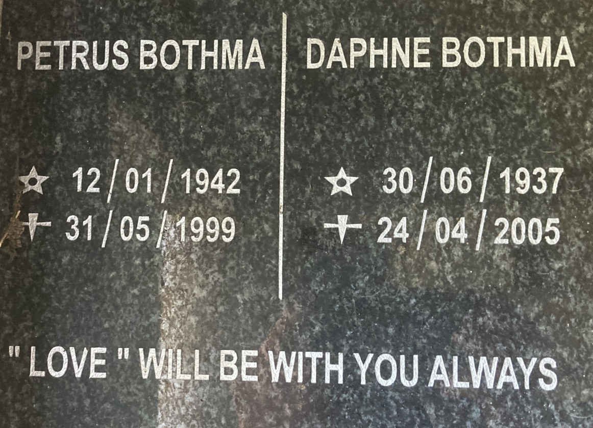BOTHMA Petrus 1942-1999 & Daphne 1937-2005
