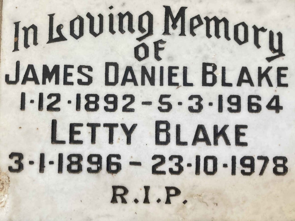 BLAKE James Daniel 1892-1964 & Letty 1896-1978