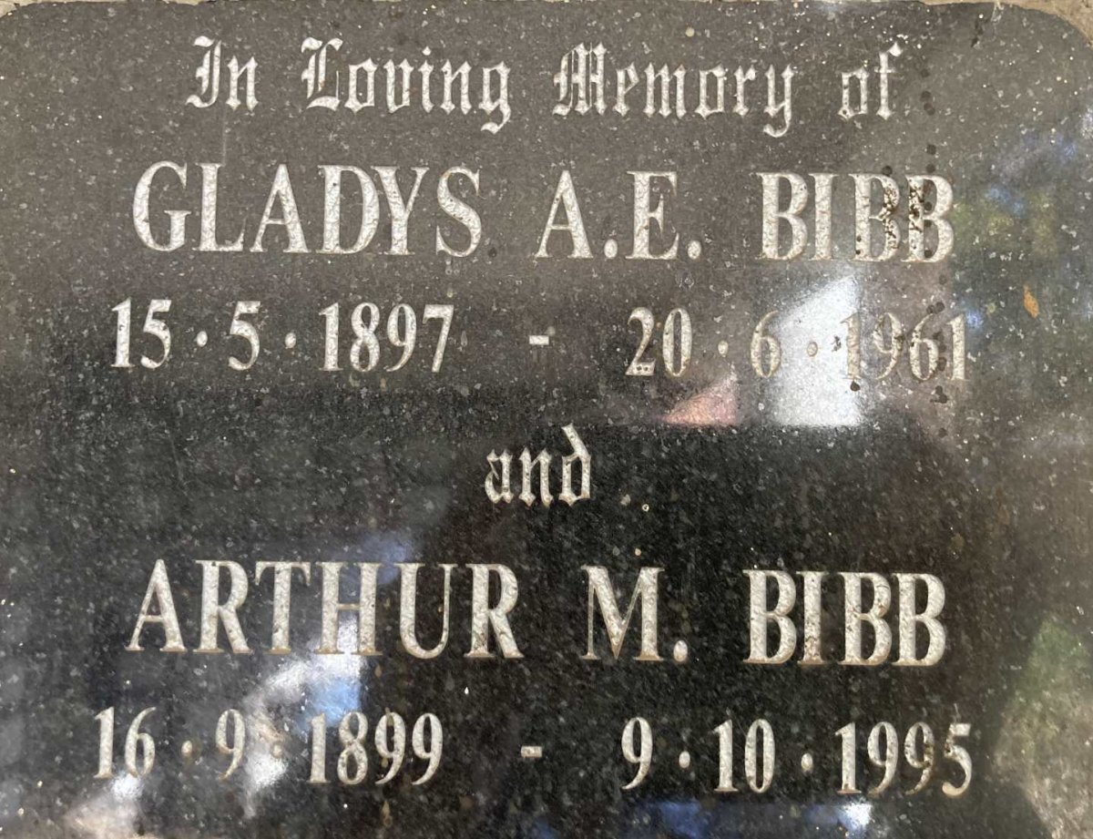 BIBB Arthur M. 1899-1995 & Gladys A.E. 1897-1961