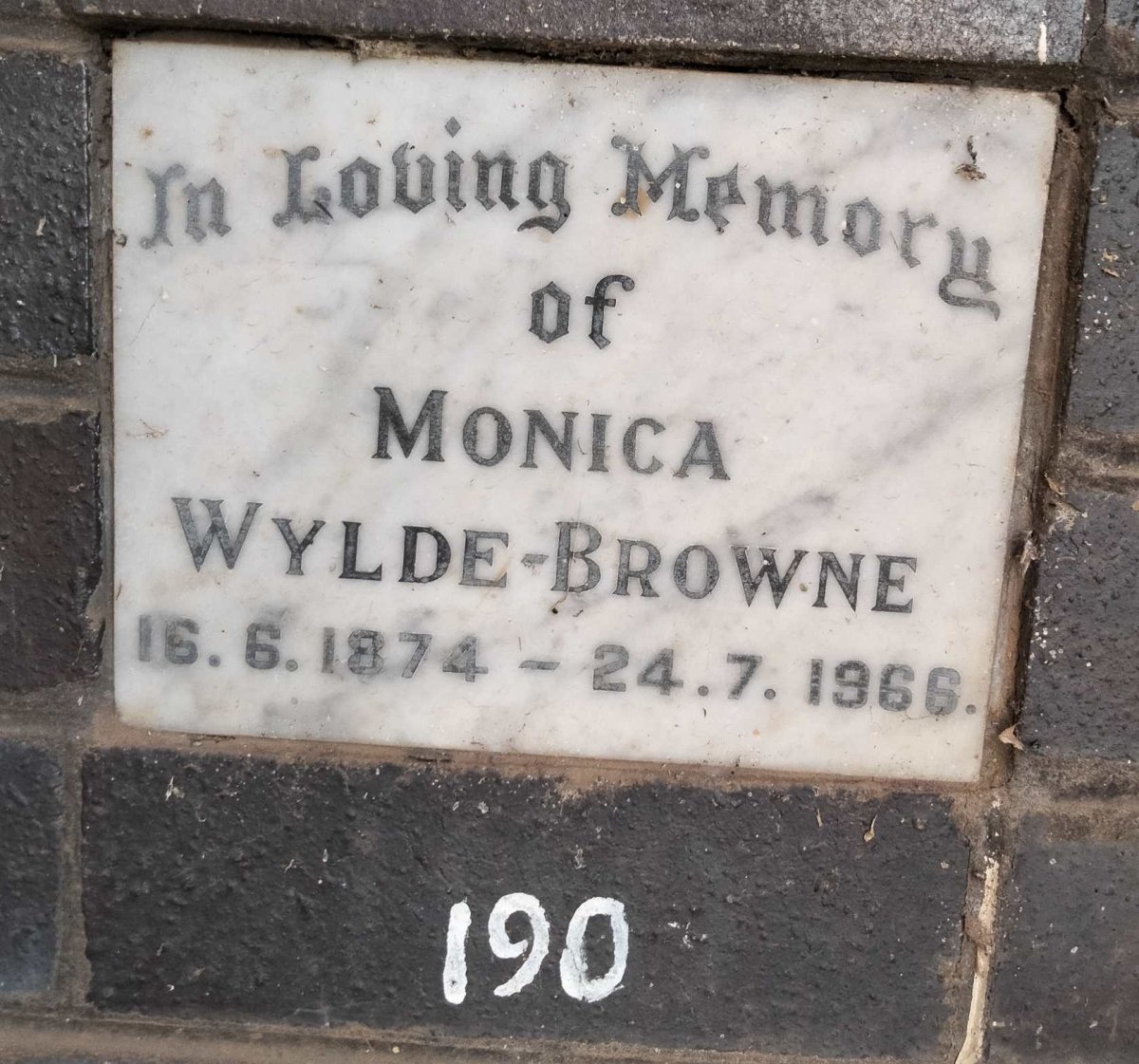 BROWNE Monica, WYLDE 1874-1966