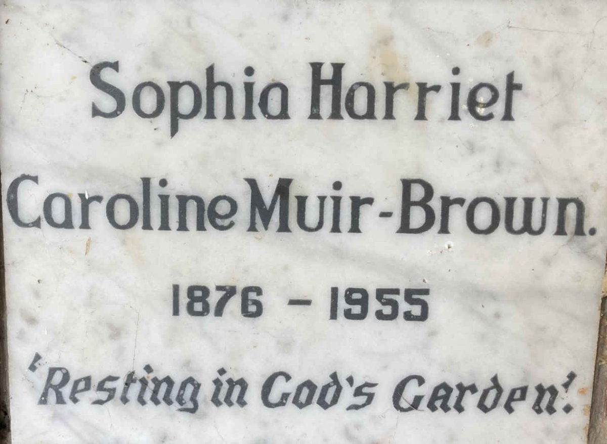 BROWN Sophia Harriet Caroline, MUIR 1876-1955