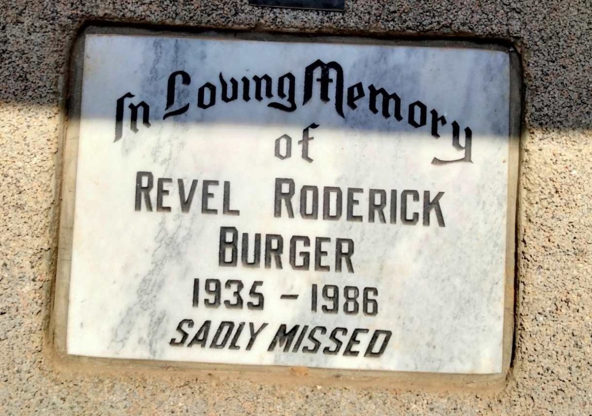 BURGER Revel Roderick 1935-1986