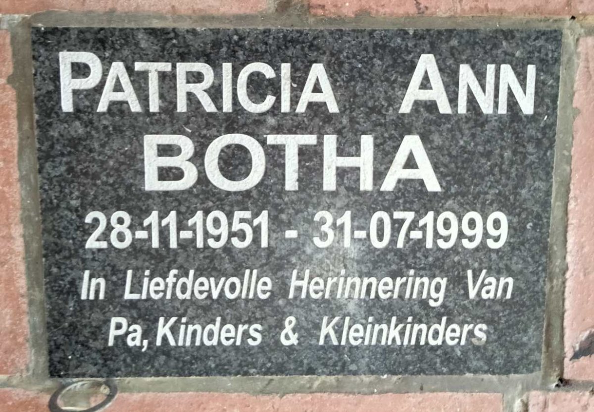 BOTHA Patricia Ann 1951-1999